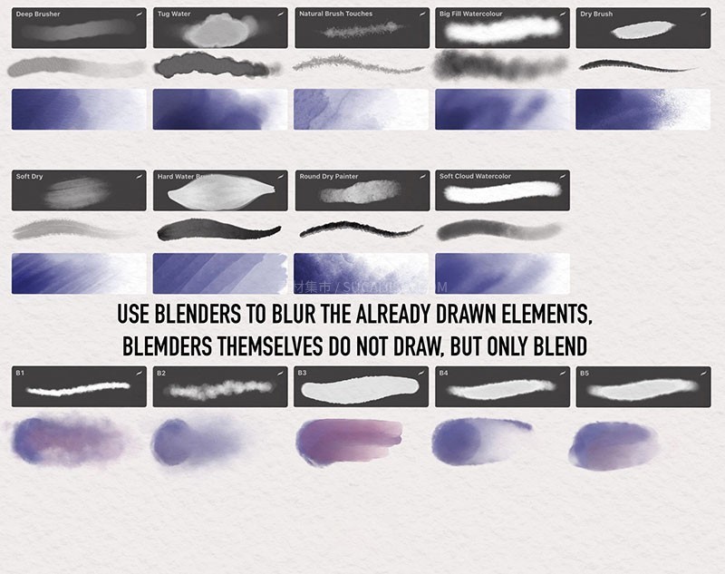 Procreate湿边水彩笔刷